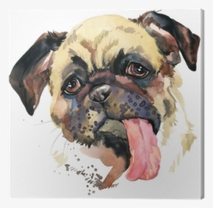 Funny Puppy Watercolor Illustration Canvas Print • - Dog
