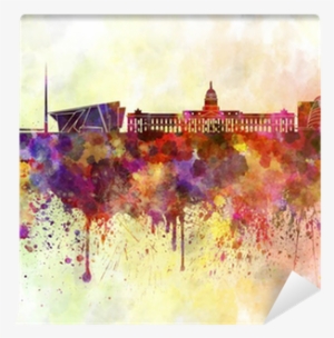 Dublin Skyline In Watercolor Background Wall Mural