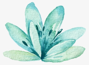Transparent Watercolor Mint Green - Blue Watercolor Flower Png