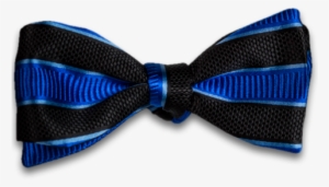 Black And Blue Striped Mogador Silk Self Tie Bow Tie - Motif
