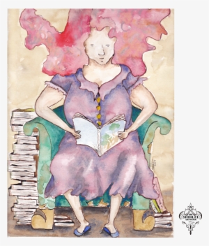 The Reader Watercolor, Character Illustration - Watercolor Painting