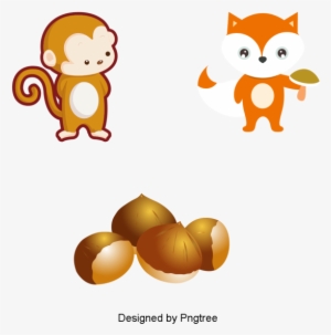 Beautiful Cartoon Cute Hand-painted Autumn Anime Monkey - Dessins Animaux D Automne