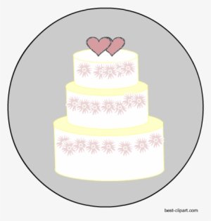Big Wedding Cake With Two Hearts, Free Png Clip Art - Wedding Cake