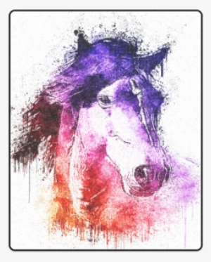 Watercolor Horse Blanket 40"x50" - Watercolor Horse Pillow Case