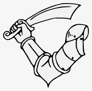 Arm In Armor Fesswise Embowed Brandishing A Sword - Arm In Armour Drawing