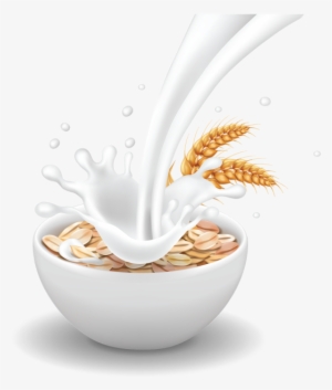 Breakfast With Realistic Milk Flow, Breakfast, Wheat, - Milk