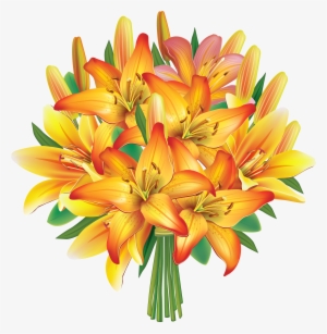 Yellow Lilies Flowers Bouquet Png Clipart Image - Yellow Lily Flowers Bouquet