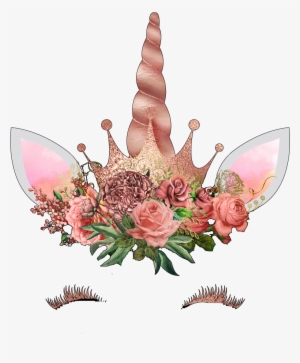 Rose Gold Ready To Press Transfer - Unicorn Face Png