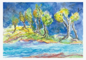 Del Rio River Tree Series Original Watercolor Painting - Painting