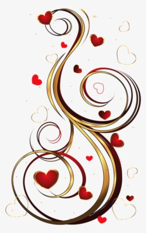 Transparent Red And Gold Hearts Ornament Png Picture - Illustration