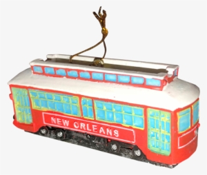 Picture Of New Orleans' Red Riverfront Streetcar Christmas - New Orleans' Red Riverfront Streetcar Christmas Ornament