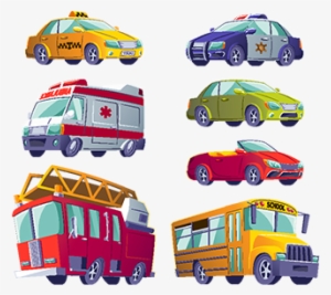 Cartoon Set Of Isolated Icons Of Urban Transport - Transport