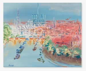 Jean Dufy • Paris, La Seine Vers Notre Dame • Gouache - Painting