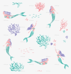 Black And White Download Watercolor Mermaids Wallpaper - Watercolor Mermaid