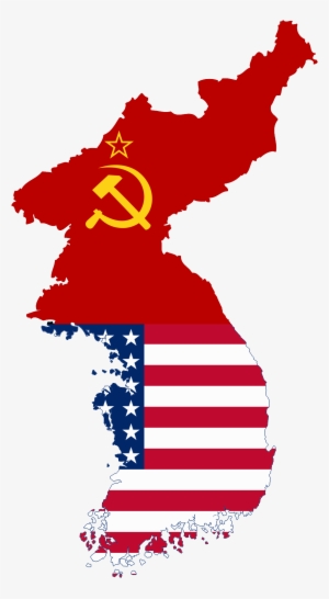 Flag Map Of Divided Korea - Map Of Korea 1945