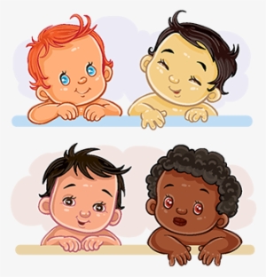 Illustrations Little Children Of Different Nationalities, - Mulatos Animados