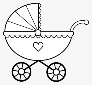 baby carriage clipart black and white