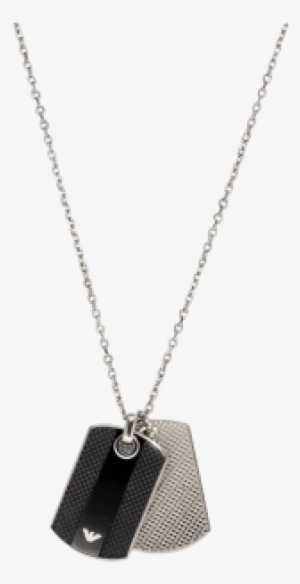 Emporio Armani Gents Steel And Onyx Dog Tag Necklace - Candle