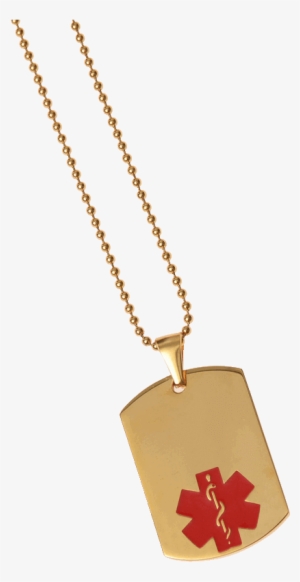 Red Gold Dog Tag Mediband Alert Id - Pendant