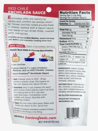 Frontera Red Chili Enchilada Sauce With Roasted Tomato - Nutrition Facts