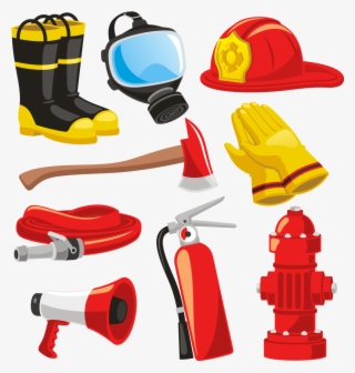 Firefighters Helmet Bunker Gear Engine Clip Art - Fire Equipment Clip Art