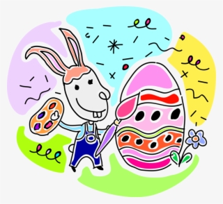 Vector Illustration Of Pascha Easter Bunny Rabbit Paints - Cartoon