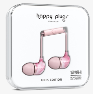 In-ear Pink Marble - Happy Plugs Earbud Plus - White Marble