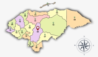 El Mapa De Honduras Con Su Respectivo Número Por Departamento - División Política De Honduras