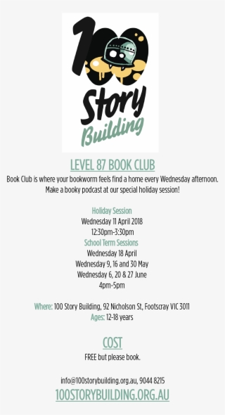 Book Club Special Session 11 April 2018 A3 Flyer 2 - 100 Story Building