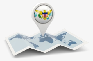 Round Pin With Map - Flag Of The United States Virgin Islands