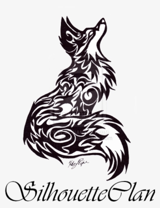 Black Tribal Fox Tattoo Stencil By Piper - Тату Лиса Черная