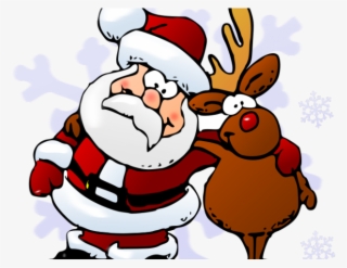 Reindeer Clipart Friend - Santa And Rudolph Cartoon