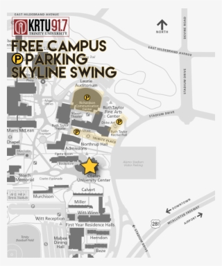 Free Campus Parking At Skyline Swing - Trinity University Campus Map 2010 San Antonio