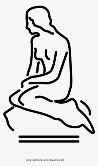 The Little Mermaid Coloring Page - Sitting