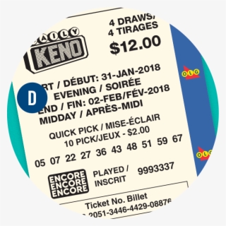 A Daily Keno Ticket - Lottery