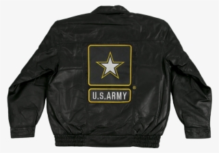 Army Leather Bomber Jacket With Army Star Logo - Black And White