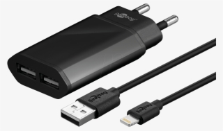 Usb Power Supply Unit, 2100 Ma, Slim, Black, Lightning - Micro Usb Oplader