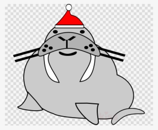 Walrus With A Christmas Hat Clipart Santa Claus Walrus - Christmas Walrus Throw Blanket