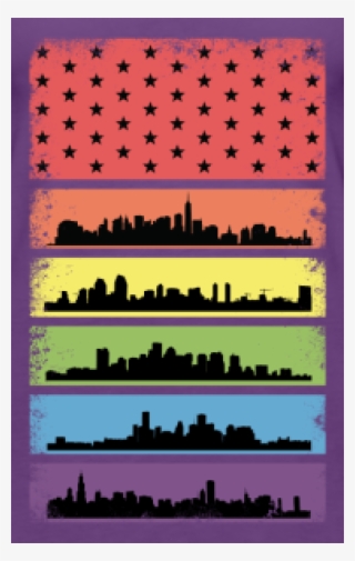 Rainbow Skyline Lgbt Flag Pride - Lgbt Slouchy V-neck Lgbt Pride Rainbow City Skyline