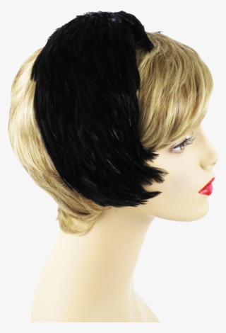 Vintage 1960s Black Feather Clip Hat From Alley Cats - Lace Wig