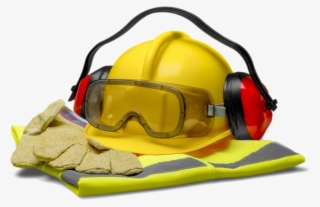 Yellow Hard Hat, Eye Protection, Ear Protection, Gloves - Implementos De Seguridad Industrial