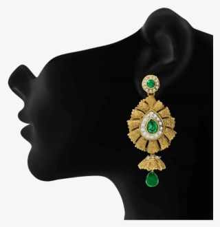 Traditional Ethnic Green Flame Dangler Earrings With