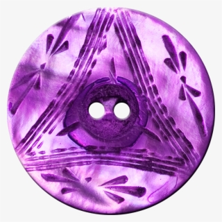 Button With Triangle And Floral Design, Purple - Circle