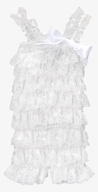 White Lace Ruffle Romper - A-line