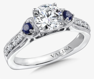 Valina Diamond & Blue Sapphire Engagement Ring Mounting - Valina Engagement Ring Mounting | Size: 6.50
