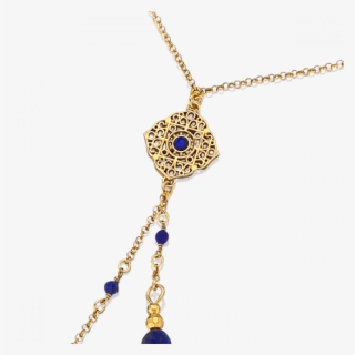Gold-plated Necklace With Sapphire Tassels And Decorative - Chain