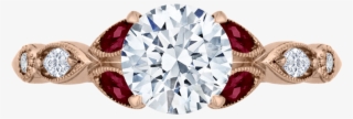 Round Diamond And Ruby Engagement Ring - Round Diamond Engagement Ring With Ruby