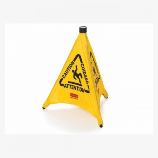 76cm Multilingual 'caution' Symbol - Rubbermaid Safety Cones Pop Up