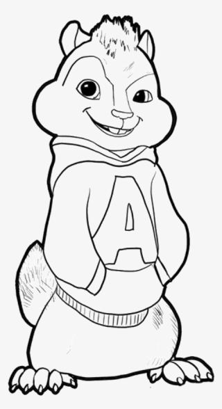 Chipmunk Drawing Alvin - Alvin The Chipmunk Coloring Pages