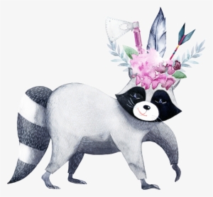 Hand Painted Gray Animal Cartoon Watercolor Beautiful - Chicraccoon-ruhestands-party Karte